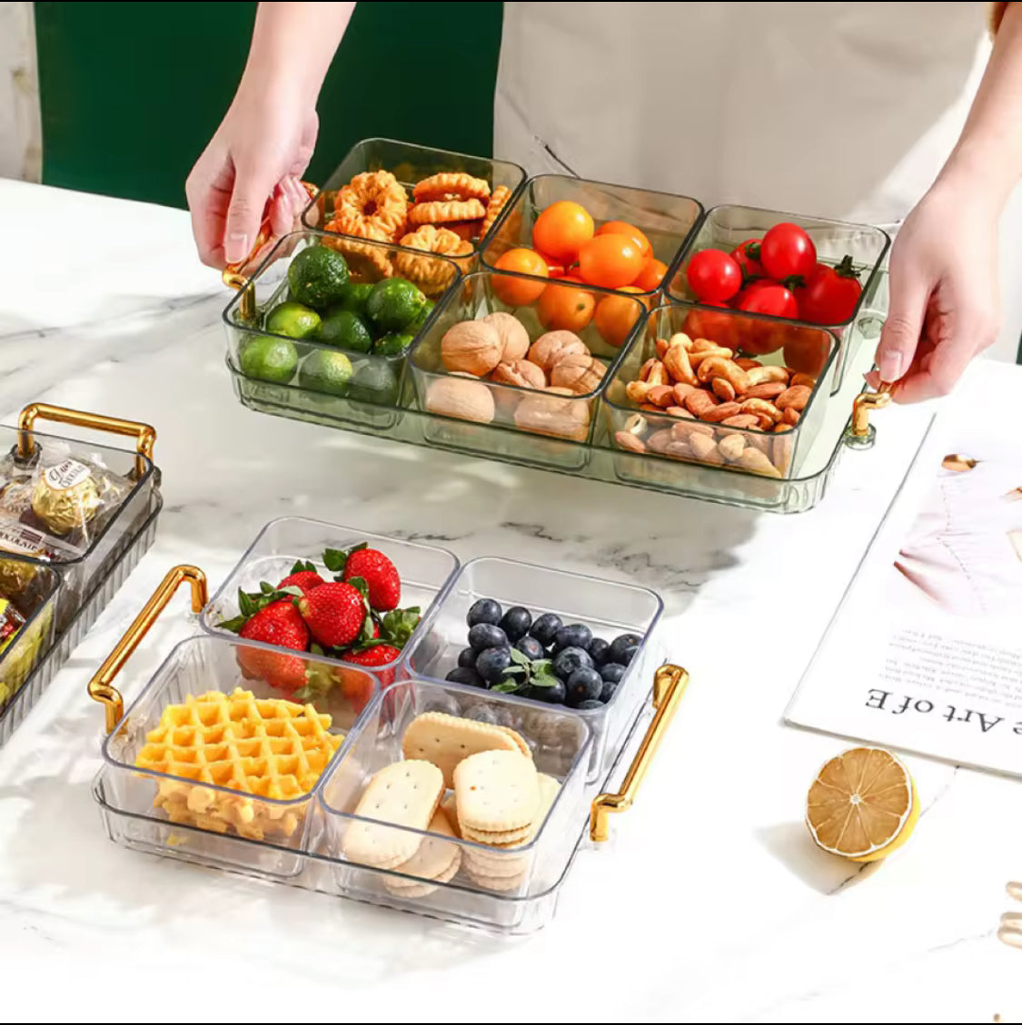 Luxury Fruit Plate, Home Candy Melon Seed Box, Dried Fruit Plate Partition Platter Luxury Fruit Plate, Home Candy Melon Seed Box, Dried Fruit Plate Partition Platter